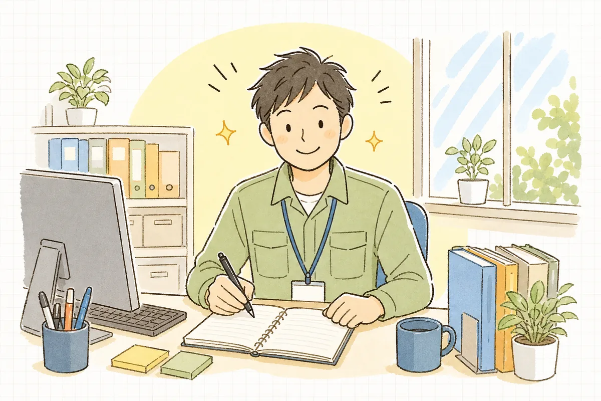 特定のユーザーだけに起きていた不具合の原因が分かり、調査の記録をまとめながら安心している保守運用の担当者
